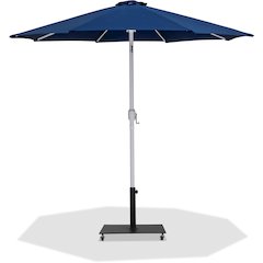 Fiji Navy Fabric / Matte Black Aluminum Patio Umbrella with Base Sets