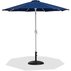 Fiji Navy Fabric / Matte Black Aluminum Patio Umbrella with Base Sets