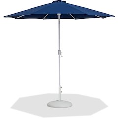 Fiji Navy Fabric / Matte White Aluminum Patio Umbrella with Base Sets