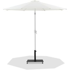 Fiji White Fabric / Matte Black Aluminum Patio Umbrella with Base Sets