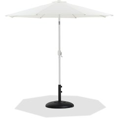 Fiji White Fabric / Matte Black Aluminum Patio Umbrella with Base Sets