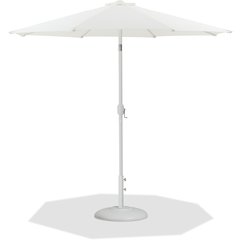 Fiji White Fabric / Matte White Aluminum Patio Umbrella with Base Sets