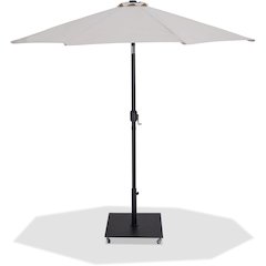 Fiji Beige Fabric / Matte Black Aluminum Patio Umbrella with Base Sets
