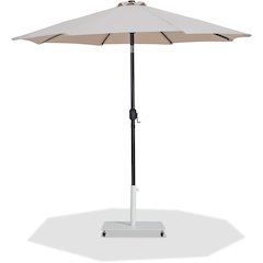 Fiji Beige Fabric / Matte White Aluminum Patio Umbrella with Base Sets