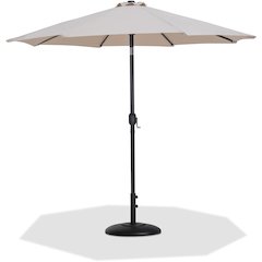 Fiji Beige Fabric / Matte Black Aluminum Patio Umbrella with Base Sets