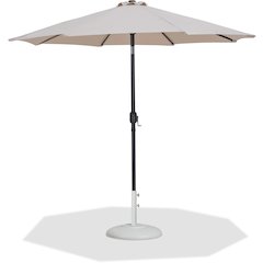 Fiji Beige Fabric / Matte White Aluminum Patio Umbrella with Base Sets