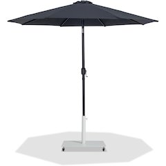 Fiji Black Fabric / Matte White Aluminum Patio Umbrella with Base Sets