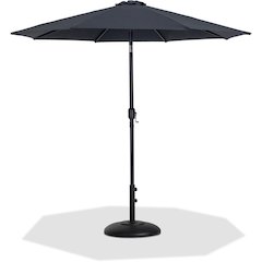 Fiji Black Fabric / Matte Black Aluminum Patio Umbrella with Base Sets