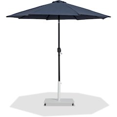 Fiji Grey Fabric / Matte White Aluminum Patio Umbrella with Base Sets
