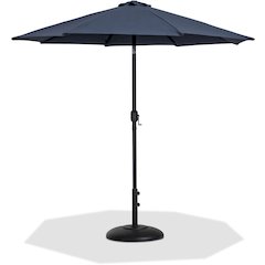 Fiji Grey Fabric / Matte Black Aluminum Patio Umbrella with Base Sets