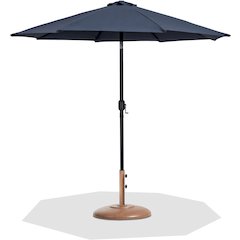 Fiji Grey Fabric / Teak Aluminum Patio Umbrella with Base Sets