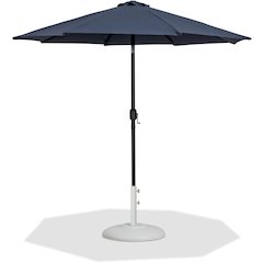 Fiji Grey Fabric / Matte White Aluminum Patio Umbrella with Base Sets