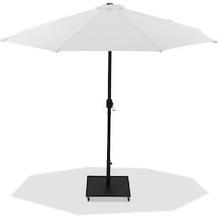 Fiji White Fabric / Matte Black Aluminum Patio Umbrella with Base Sets