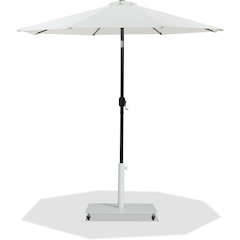 Fiji White Fabric / Matte White Aluminum Patio Umbrella with Base Sets