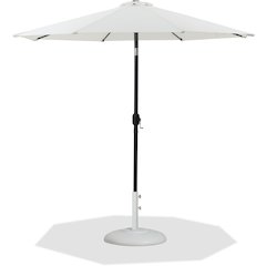 Fiji White Fabric / Matte White Aluminum Patio Umbrella with Base Sets