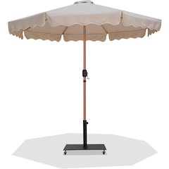 Amalfi Beige With Cream Piping / Matte Black Metal Patio Umbrella with Base Sets
