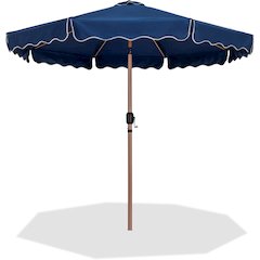 Amalfi Navy With Cream Piping Fabric Patio Umbrellas