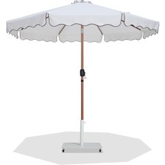 Amalfi White With Black Piping / Matte White Metal Patio Umbrella with Base Sets