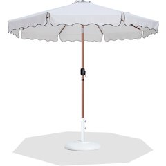 Amalfi White With Black Piping / Matte White Metal Patio Umbrella with Base Sets