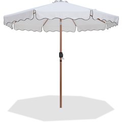 Amalfi White With Black Piping Fabric Patio Umbrellas