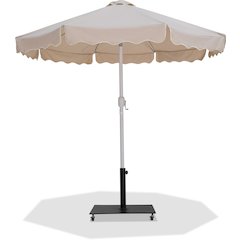 Amalfi Beige With Cream Piping / Matte Black Metal Patio Umbrella with Base Sets