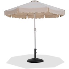 Amalfi Beige With Cream Piping / Matte Black Metal Patio Umbrella with Base Sets