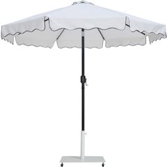 Amalfi White With Black Piping / Matte White Metal Patio Umbrella with Base Sets