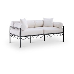 Portofino 69.75" Cream Water Repellent Fabric Outdoor Loveseat