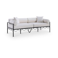 Portofino 85.75" Cream Water Repellent Fabric Outdoor Sofa