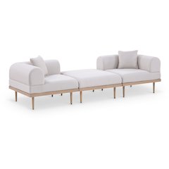 Laguna 106.5" Beige Water Resistant Fabric 3pc. Outdoor Modular Sofa