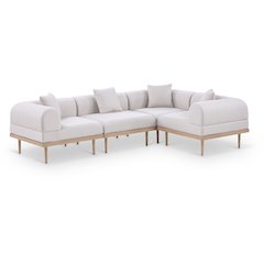 Laguna 106.5" Beige Water Resistant Fabric 4pc. Outdoor Modular Sectional