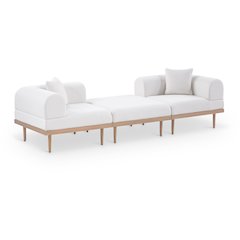 Laguna 106.5" Cream Water Resistant Fabric 3pc. Outdoor Modular Sofa