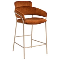 Yara Cognac Velvet Counter Stool