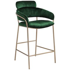Yara Green Velvet Counter Stool