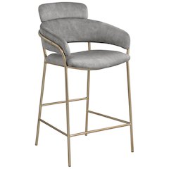 Yara Grey Velvet Counter Stool