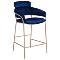 Yara Navy Velvet Counter Stool