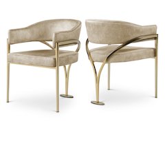 Madelyn Beige Velvet Dining Chair, Set of 2