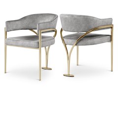 Madelyn Grey Velvet Dining Chair, Set of 2