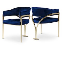 Madelyn Navy Velvet Dining Chair, Set of 2