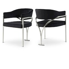 Madelyn Black Velvet Dining Chair, Set of 2