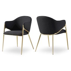 Nial Black Boucle Fabric Dining Chair, Set of 2
