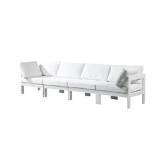 White Fabric Outdoor Patio Modular Sofa With Contemporary Design For Garden Use