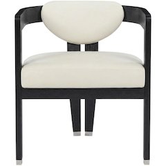 Vegan Leather Upholstered Dining Chair with Rubberwood Legs, Cream Vegan Leather