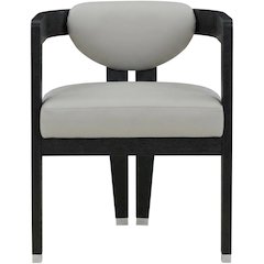 Vegan Leather Upholstered Dining Chair with Rubberwood Legs, Grey Vegan Leather