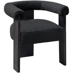 Barrel Black Boucle Fabric Dining Chair