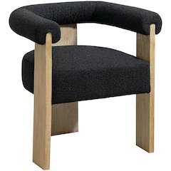 Barrel Black Boucle Fabric Dining Chair