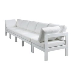 White Fabric Outdoor Patio Modular Sofa, Contemporary Style, Comfortable Back
