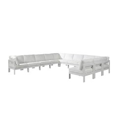White Fabric Outdoor Patio Modular Sectional With Contemporary Style