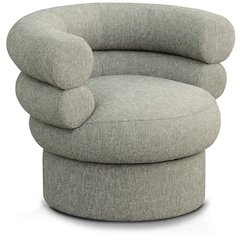 Valentina Green Linen Textured Fabric Accent Swivel Chair