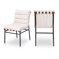 Burke Cream Vegan Leather Dining Chair, Set of 2